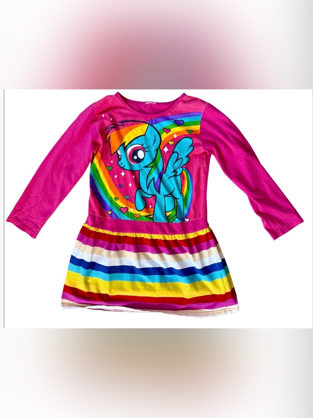 My Little Pony Pink Long-Sleeve Rainbow Stripe Dress